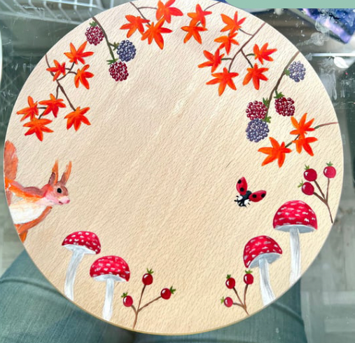 Hand Painted 4 Seasons Beech Platter