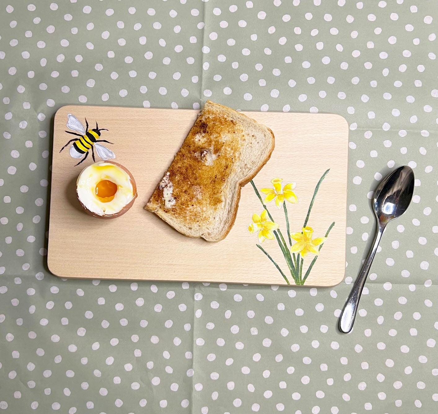Hand Painted Egg & Toast Platter