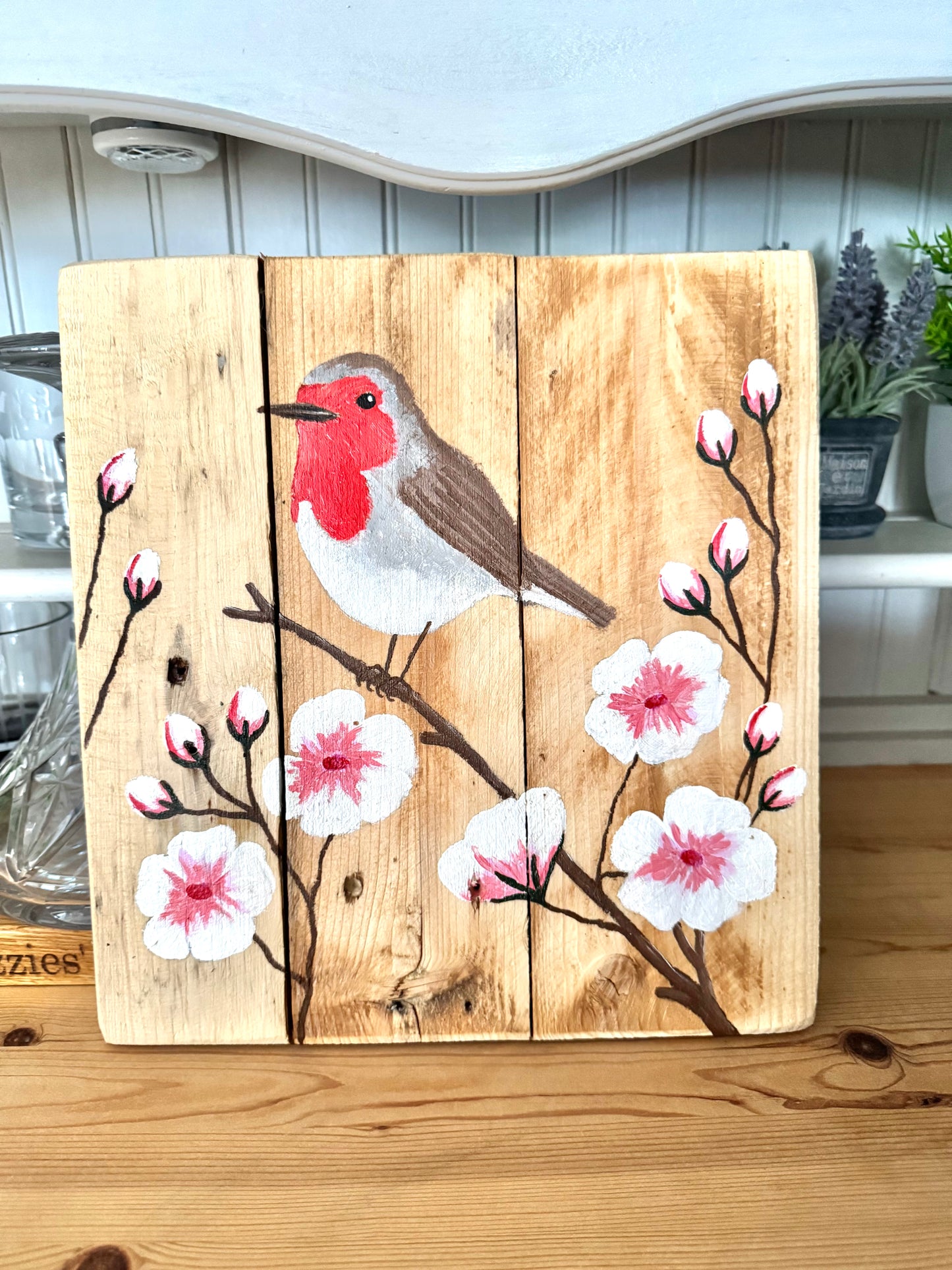Robin & Blossom Wood Art