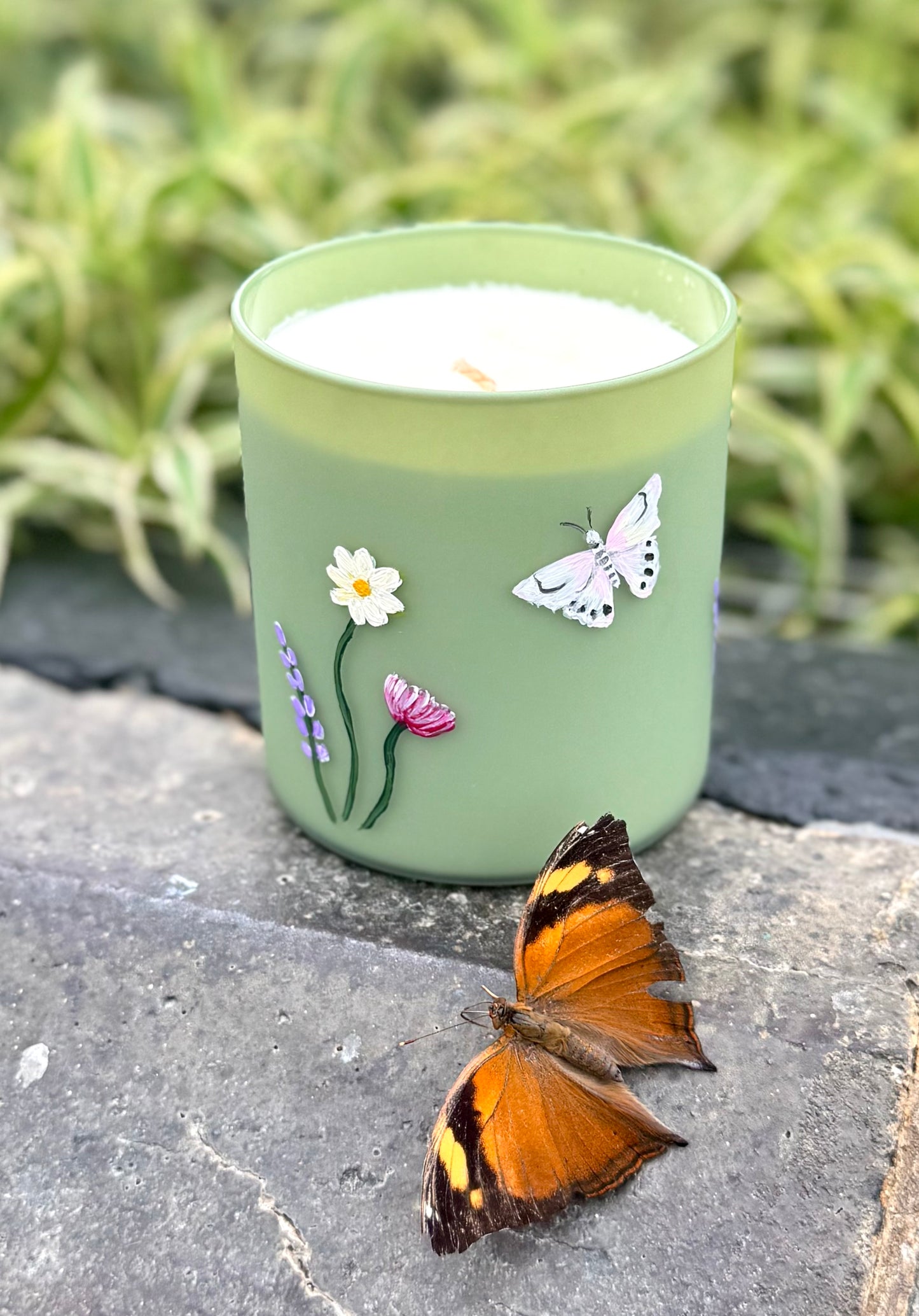 ‘The Meadow’ Wild Rhubarb Sage Green Candle 250g