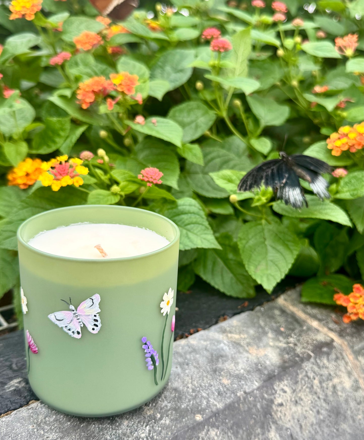 ‘The Meadow’ Wild Rhubarb Sage Green Candle 250g