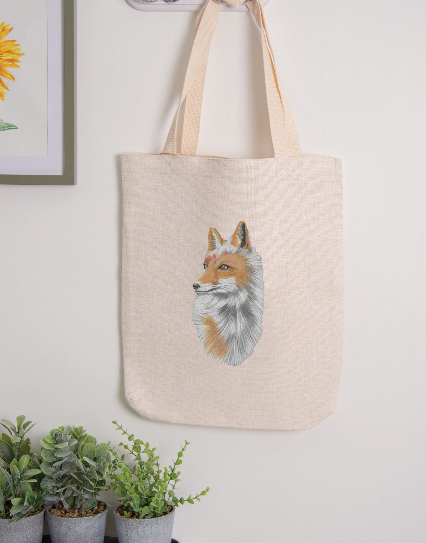 Fox Linen Tote Bag