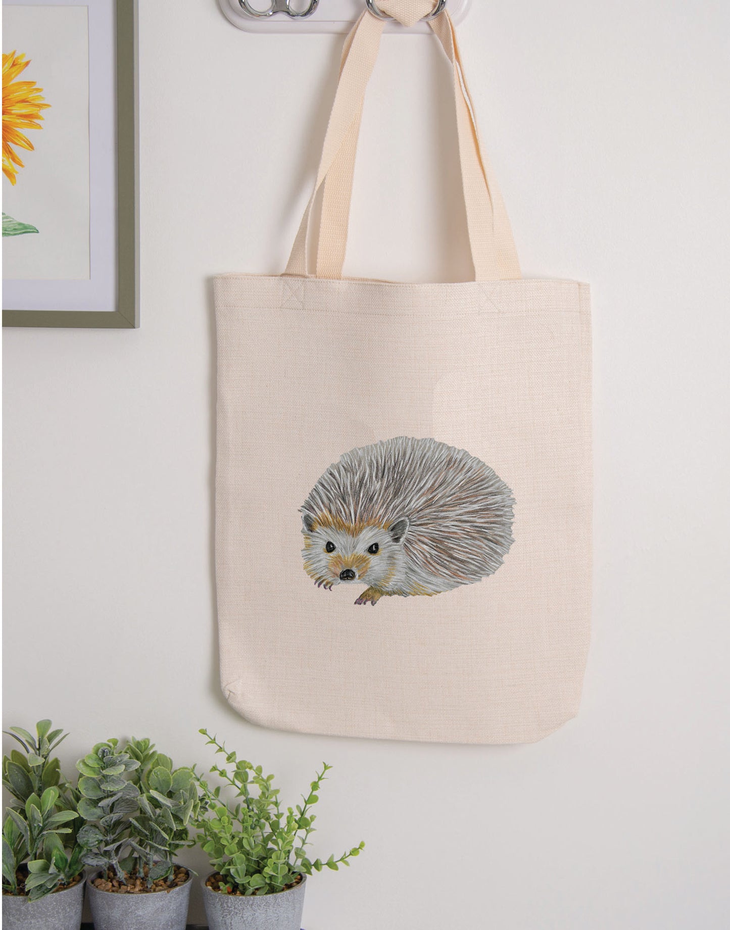 Hedgehog Linen Tote Bag