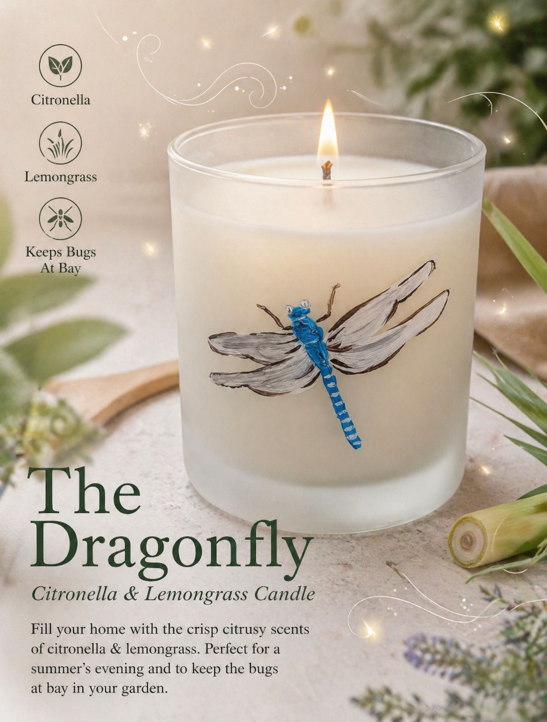 ‘The Dragonfly’ Citronella & Lemongrass Candle