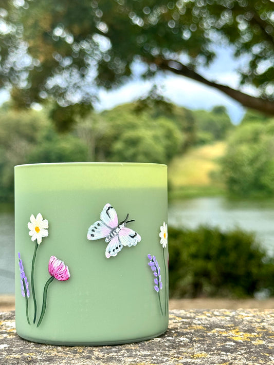 ‘The Meadow’ Wild Rhubarb Sage Green Candle 250g